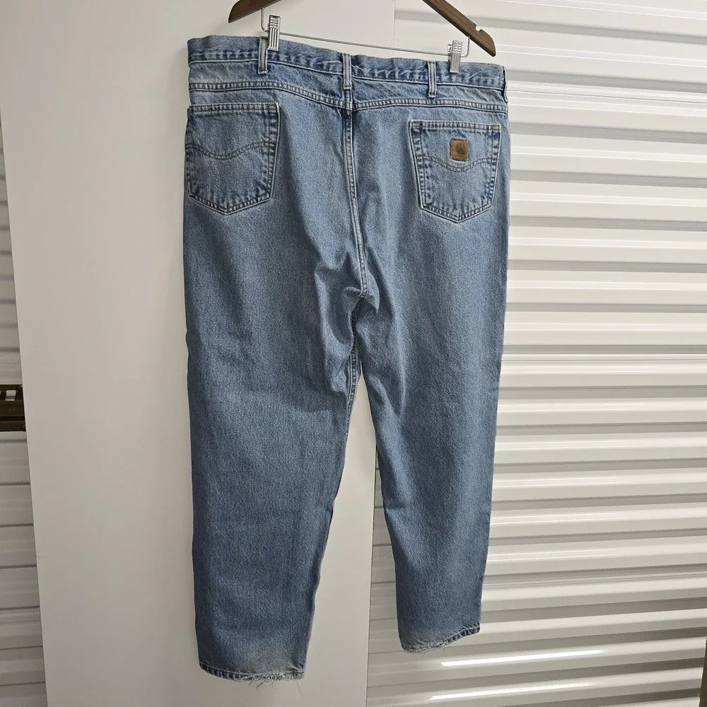 Carhartt B17 STW Relaxed Fit Jeans Men's 42x30 Light Wash Workwear Distressed